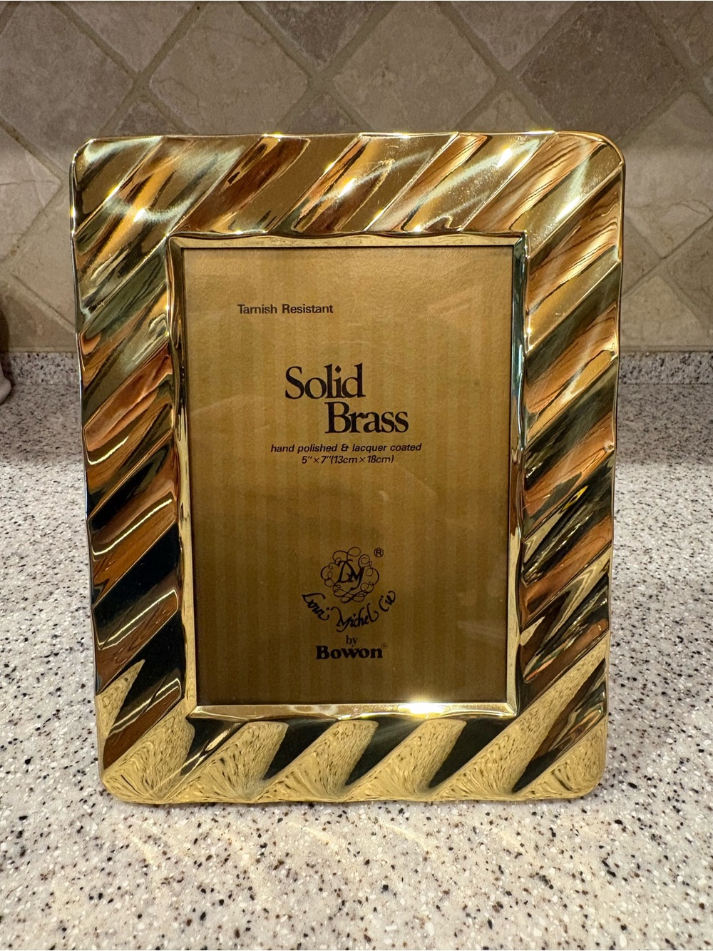 Bowon Solid Brass Gold 5x7 Photo Frame, Tarnish Resistant, Freestanding Portrait